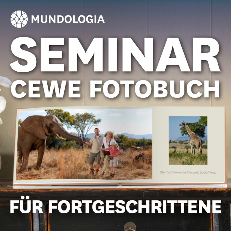 Bild für MUNDOLOGIA-Seminar: CEWE Fotobuch für Fortgeschrittene (keine Textalternative gegeben)