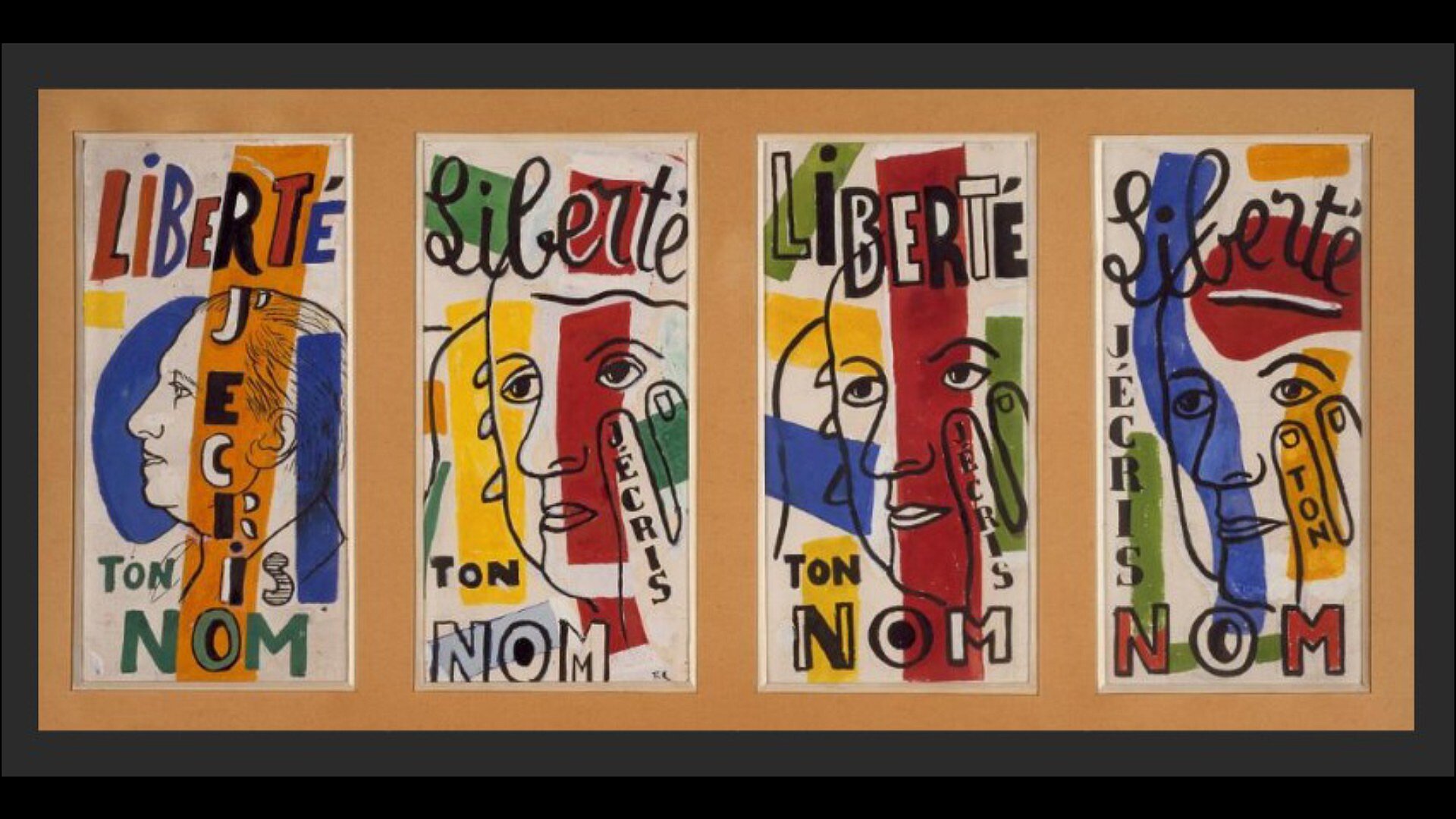 Vier Farbskizzen für 'Liberté' von Paul Éluard